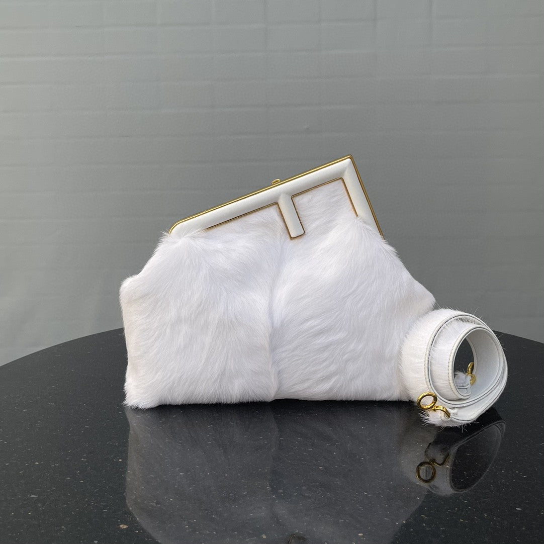 FI First Medium White Fox Fur Bag For Woman 32.5cm/13in