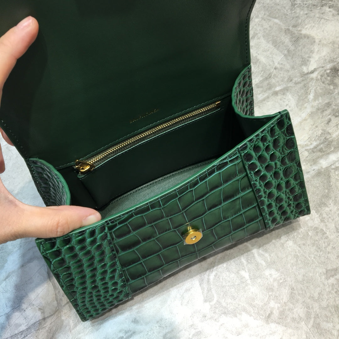 Balen Hourglass Small Handbag In Dark Green, For Women, Bags 9in/23cm 5935461LRGM3011