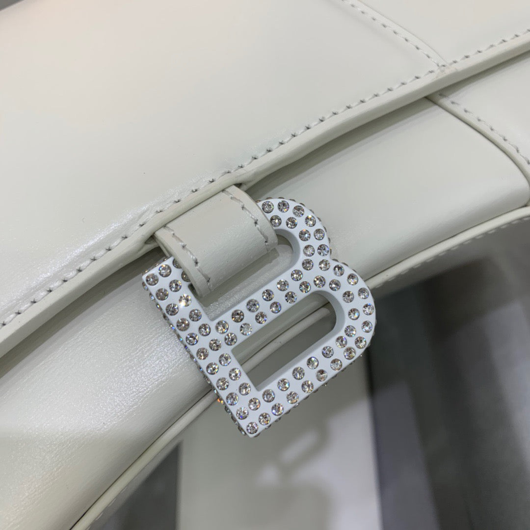 Balen Hourglass Small Handbag In White, For Women, Bags 9in/23cm 5928331QJ4Y9028
