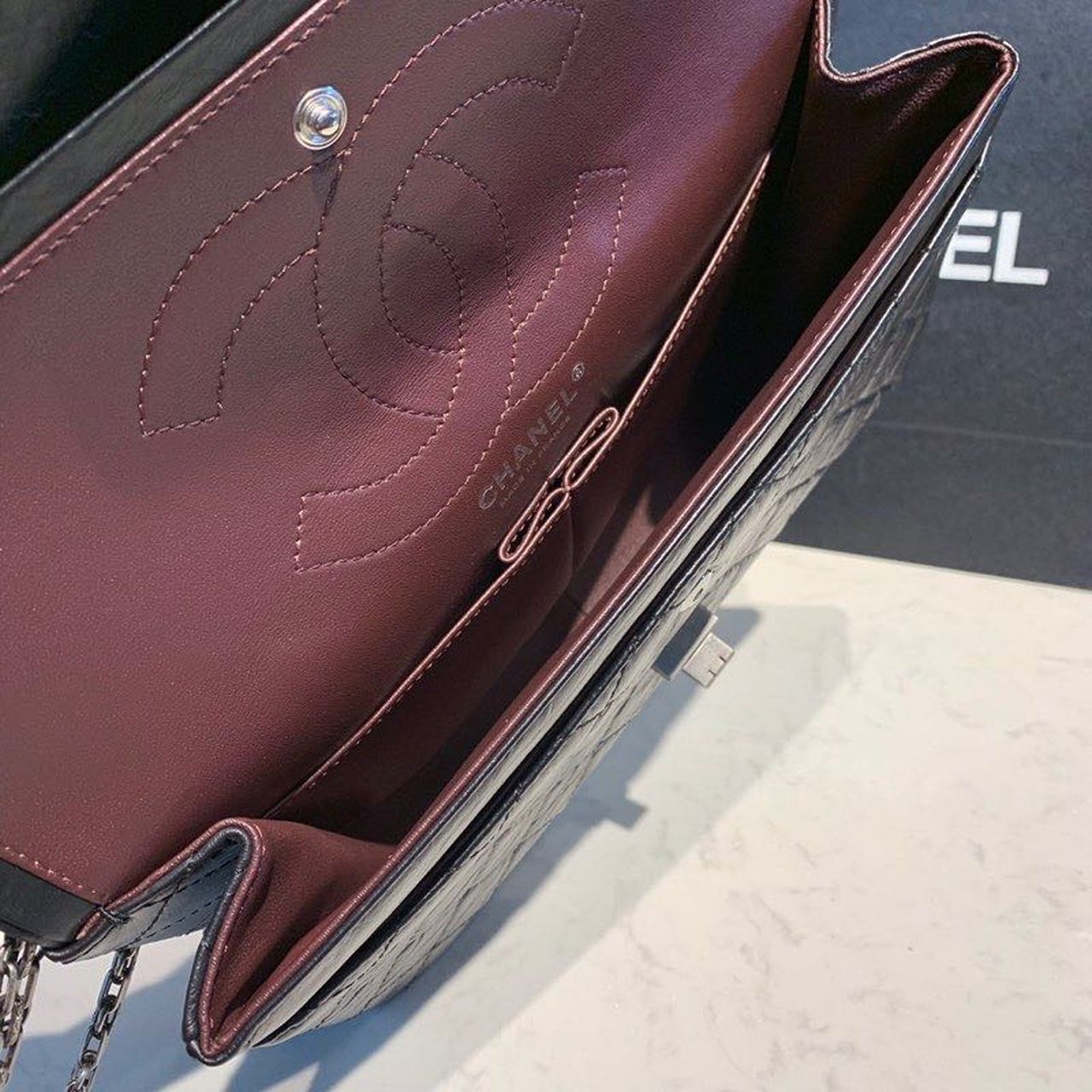 CHL 2.55 Handbag Silver Hardware Black For Women, Women’s Bags, Shoulder And Crossbody 11in/28cm A37586