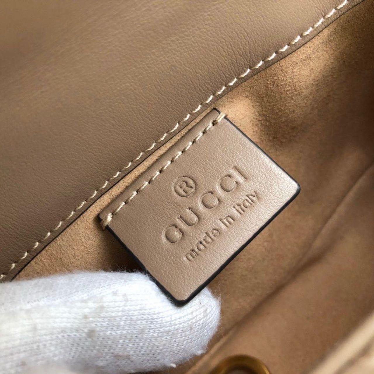 gg Marmont Matelassé Super Mini Bag Beige Matelassé Chevron For Women 6.2in/16.5cm gg