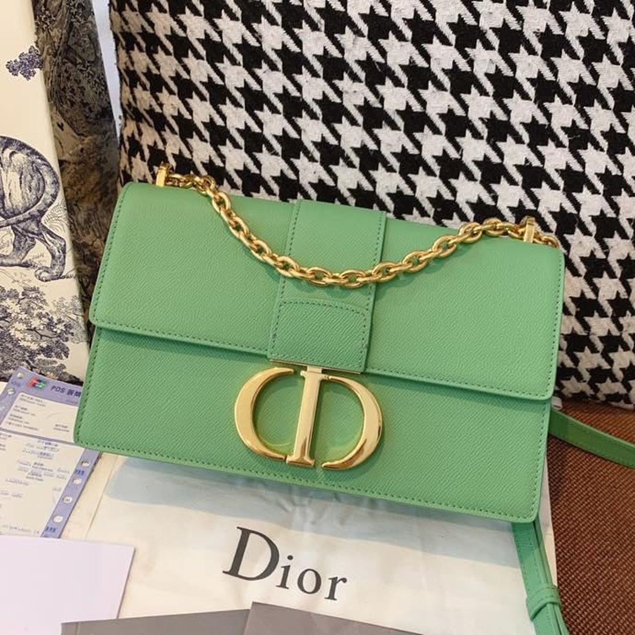DI 30 Montaigne Chained Bag Deep Mint Green Box For Women 24cm/9in CD