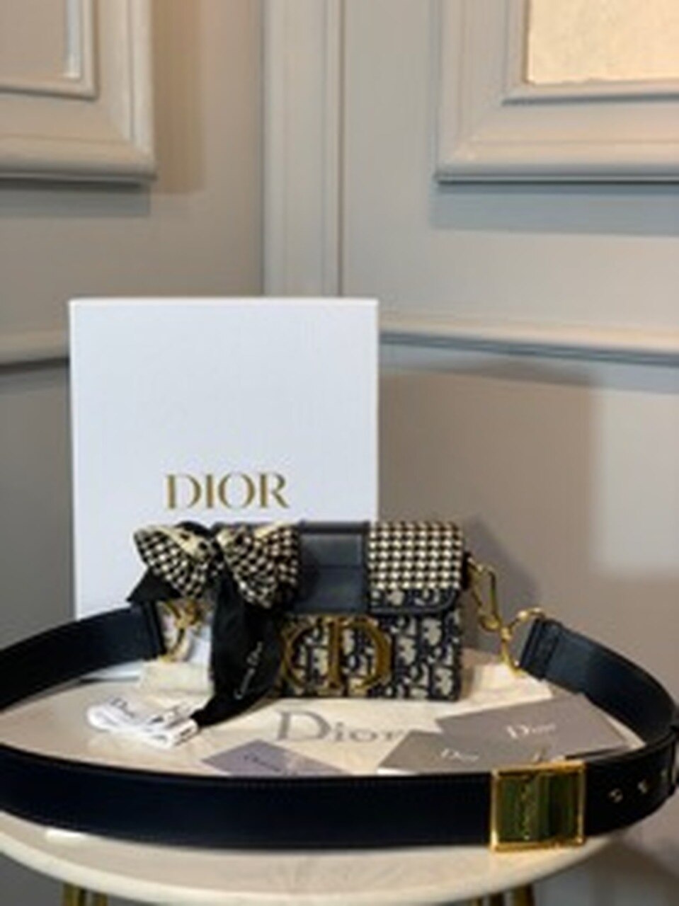 DI 30 Montaigne Box Bag Blue Oblique For Women17.5cm/7in FD Gold Toned Hardware CD