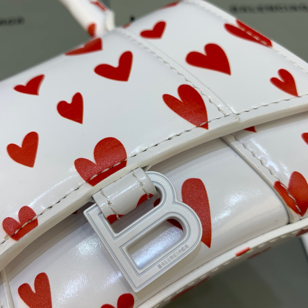 Balen Hourglass Mini Handbag With Chain In Red And White, For Women, Bags 4.7in/12cm