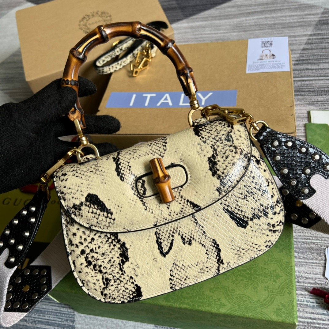 gg Bamboo 1947 Medium Top Handle Bag Natural For Women, Women’s Bags 10.2in/26cm gg 679632 L4RET 8887