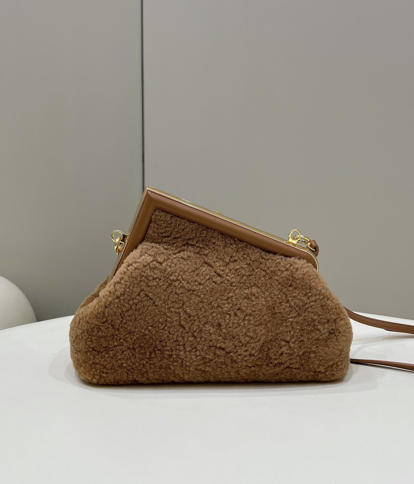 FI First Small Brown Mink Bag For Woman 26cm/10in