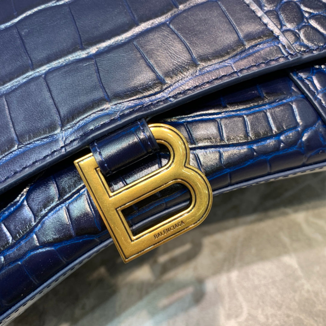 Balen Hourglass Small Handbag In Dark Blue, For Women, Bags 9in/23cm 5935461LRGM4611