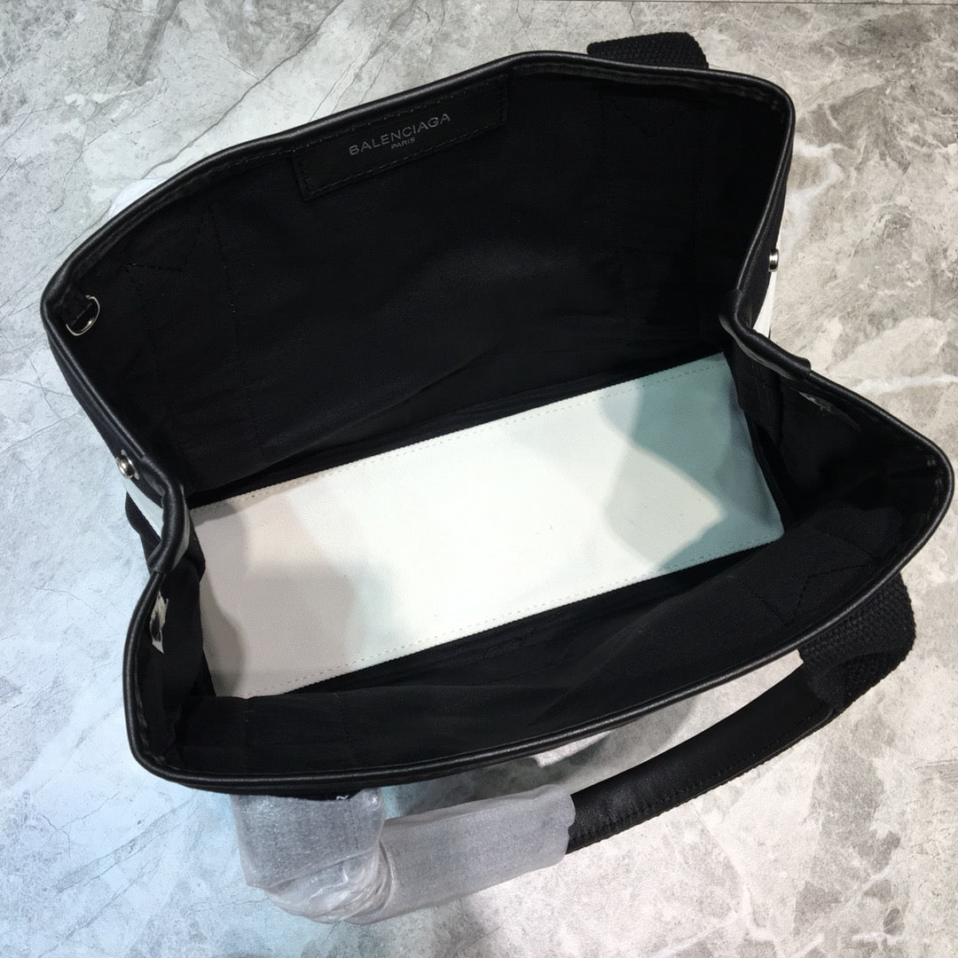 Balen Navy XS Tote Bag In Black And White, For Women, Bags 12.6in/32cm