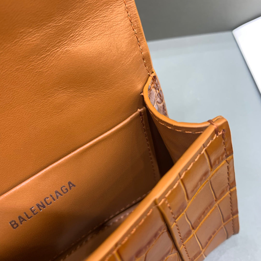 Balen Hourglass Mini Handbag With Chain In Brown, For Women, Bags 4.7in/12cm