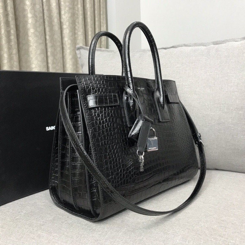 YSSL Sac De Jour Small In Embossed Crocodile Black For Women 12.5in/32cm YSL 378299DND1N1000