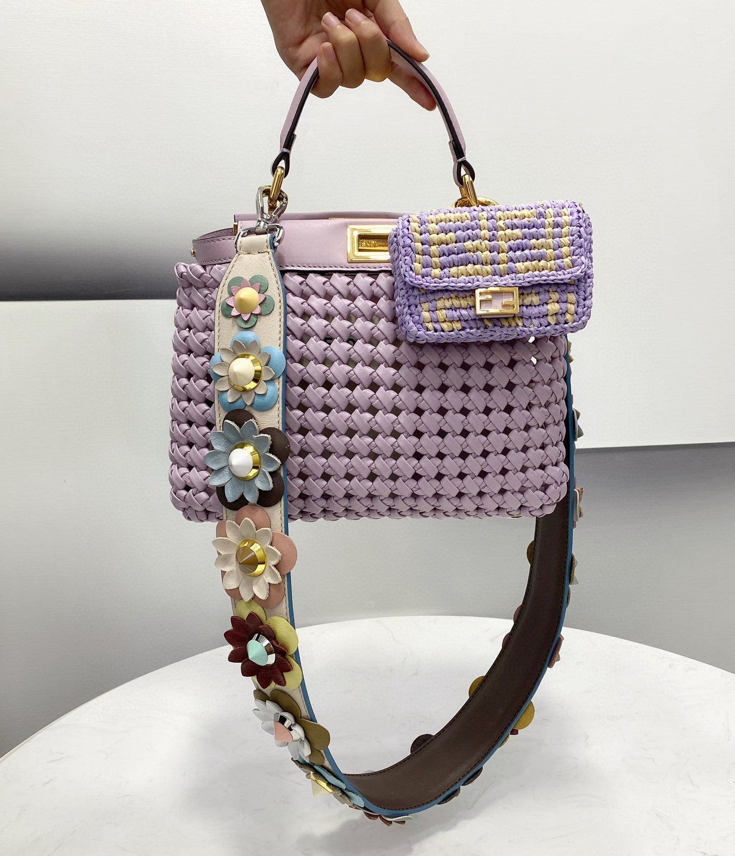 FI Peekaboo Mini Purple Braided Bag For Woman 18cm/7in