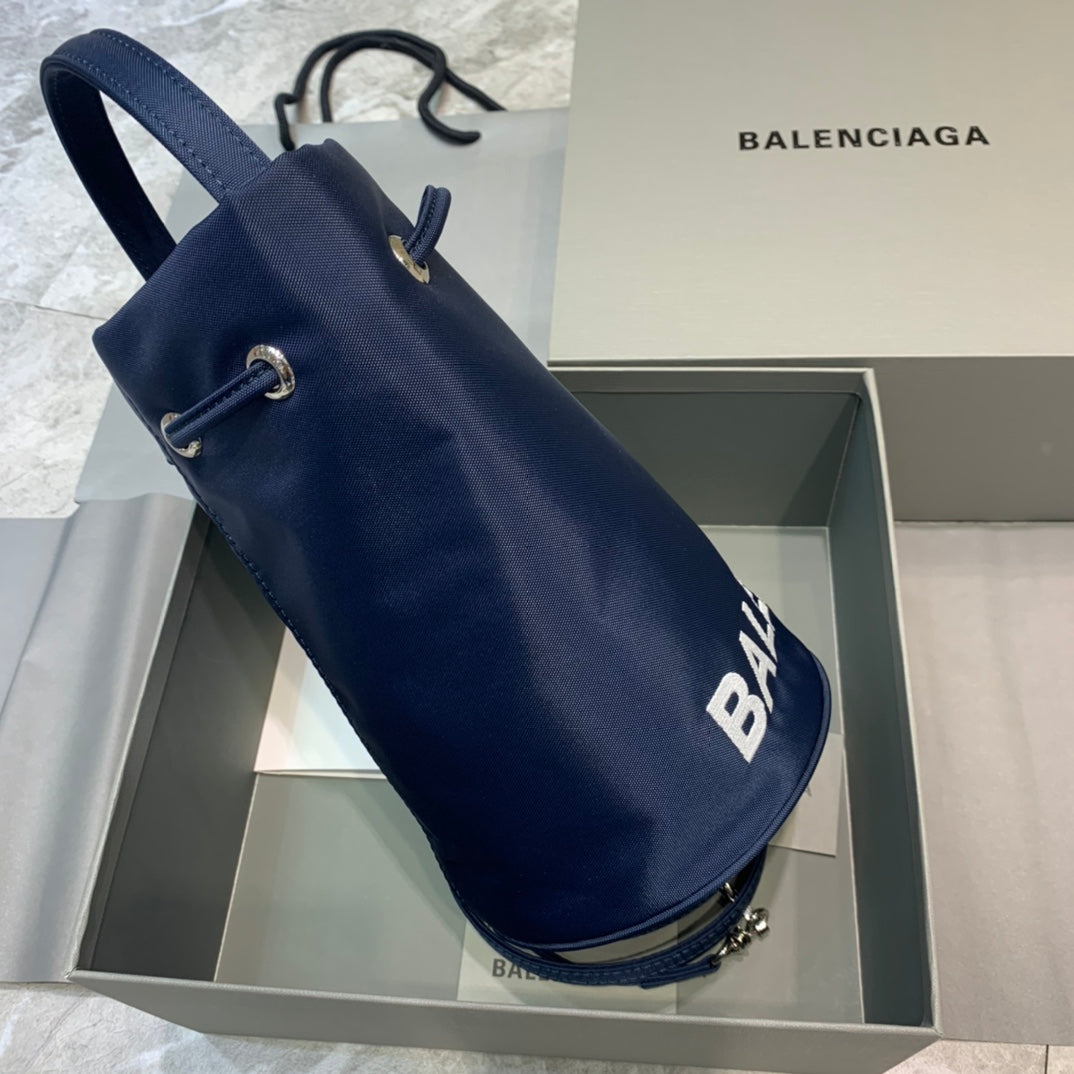 Balen Le Cagole Medium Bucket Bag In Dark Blue, For Women, Bags 17.6in/45cm