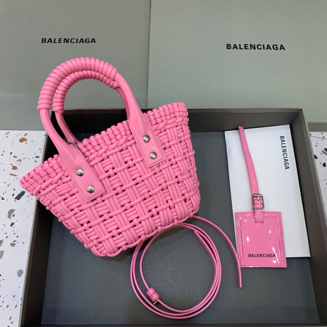 Balen Bistro XS Basket With Strap In Pink, For Women, Bags 16.1in/41cm 6713422IE3Y5812