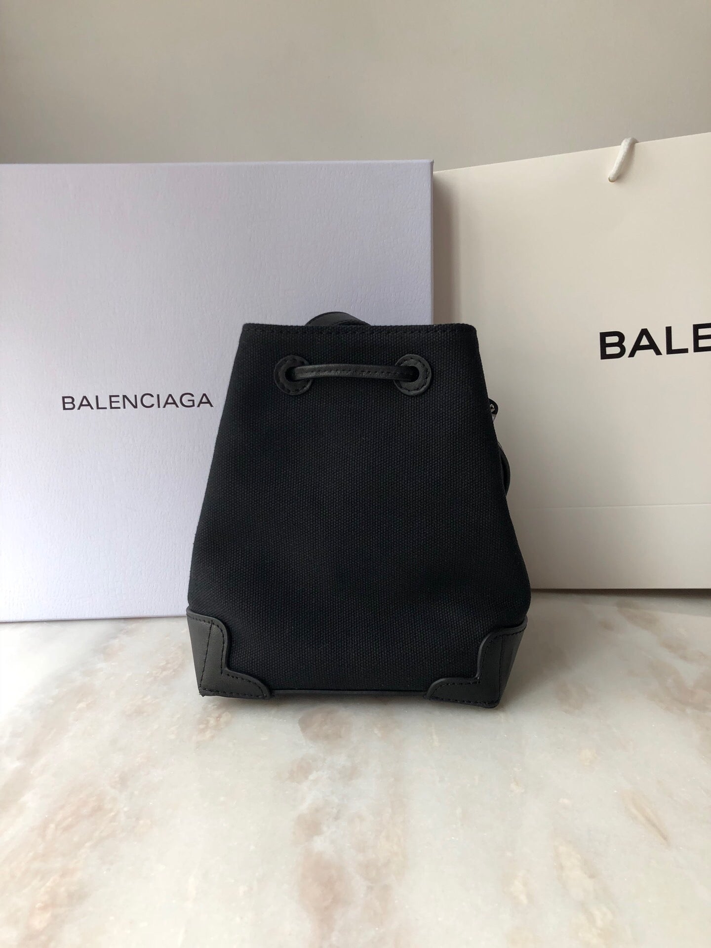 Balen Navy Cabas Linen Crossbody Bag In Black, For Women, Bags 9.8in/25cm