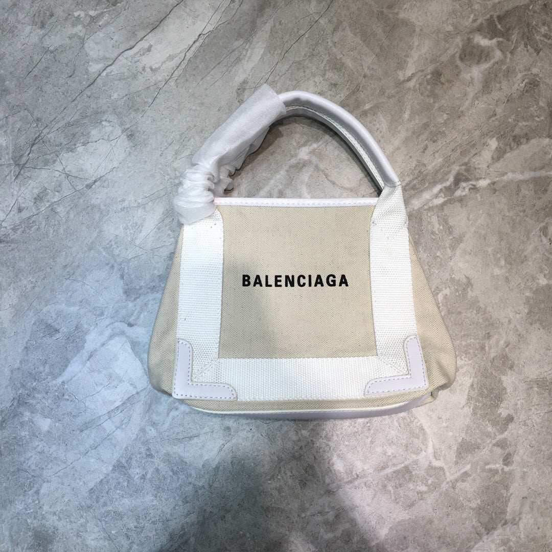 Balen Navy XS Tote Bag In White, For Women, Bags 12.6in/32cm