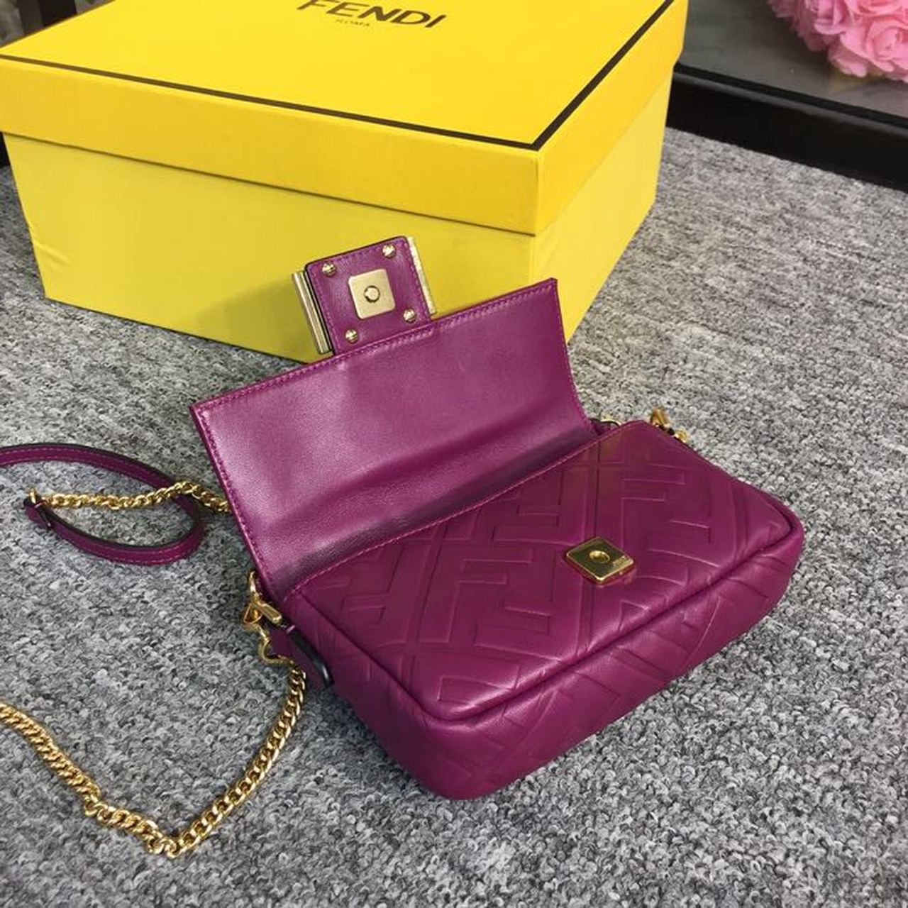 FI Baguette Nappa Purple For Women, Women’s Handbags, Shoulder And Crossbody Bags 7.4in/19cm FF 8BS017