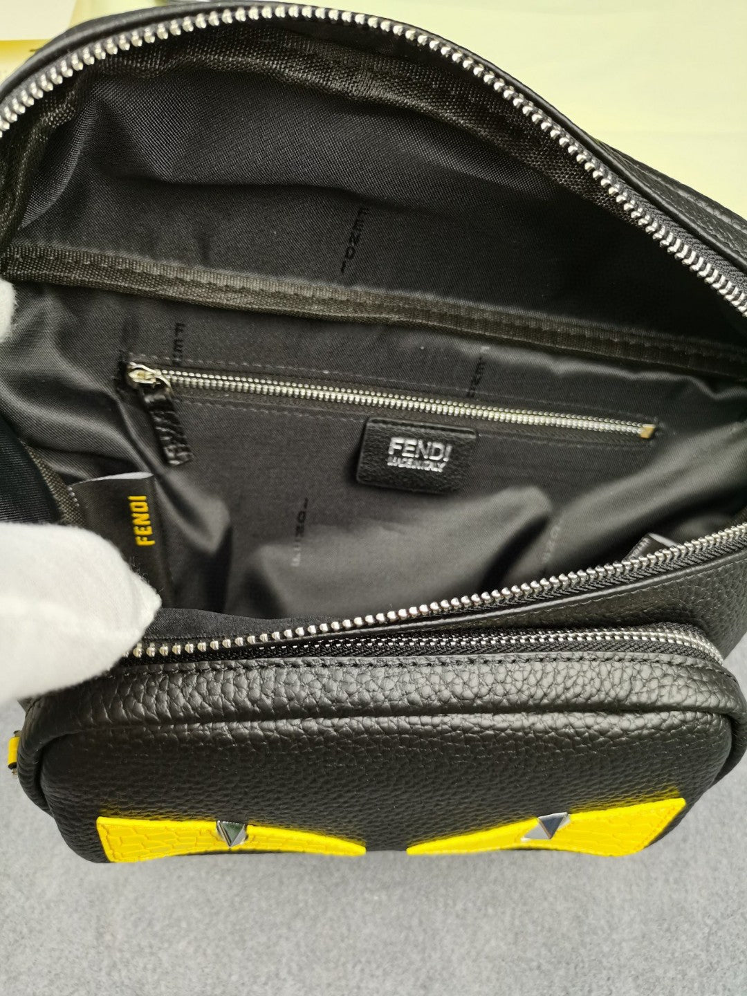 FI Little Monster Belt Bag Black/Yellow For Men, Men’s Bags 7.9in/20cm FF