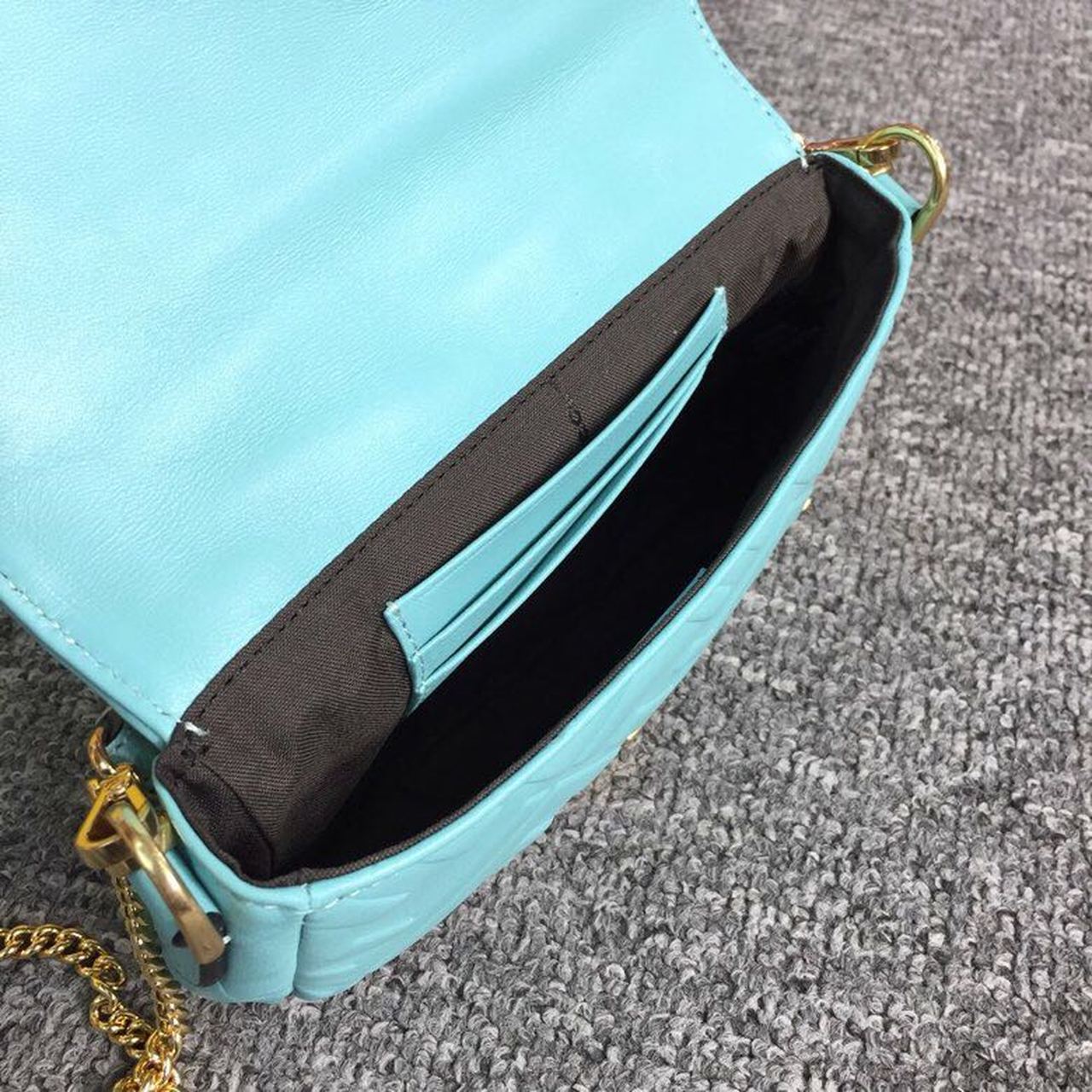 FI Baguette Nappa Light Blue For Women, Women’s Handbags, Shoulder And Crossbody Bags 7.4in/19cm FF 8BS017