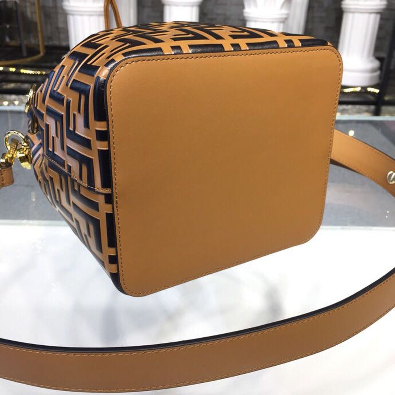 FI Mon Tresor Bucket Bag Brown For Women, Women’s Bags, Shoulder And Crossbody Bags 9in/23cm FF 8BT298