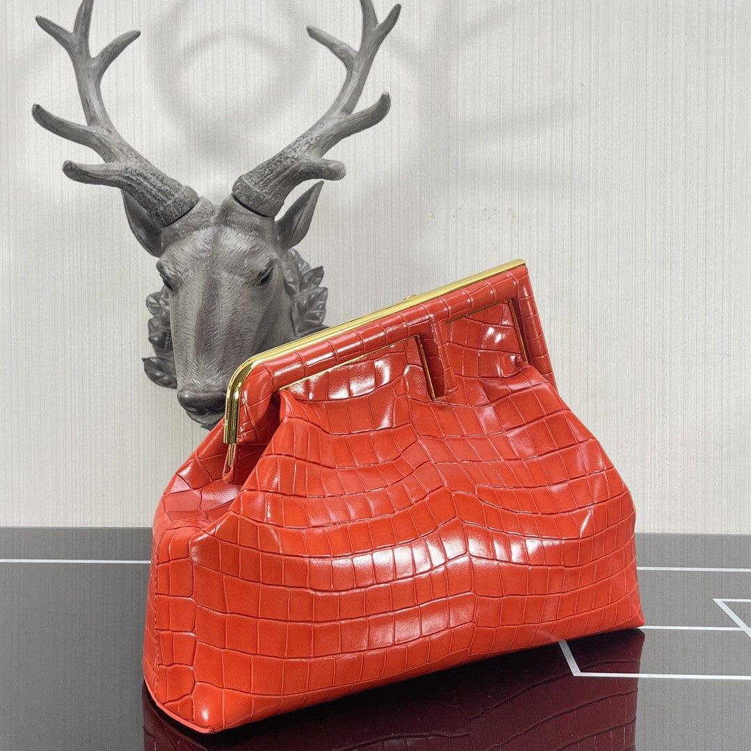 FI First Medium Orange Crocodile Bag For Woman 32.5cm/13in
