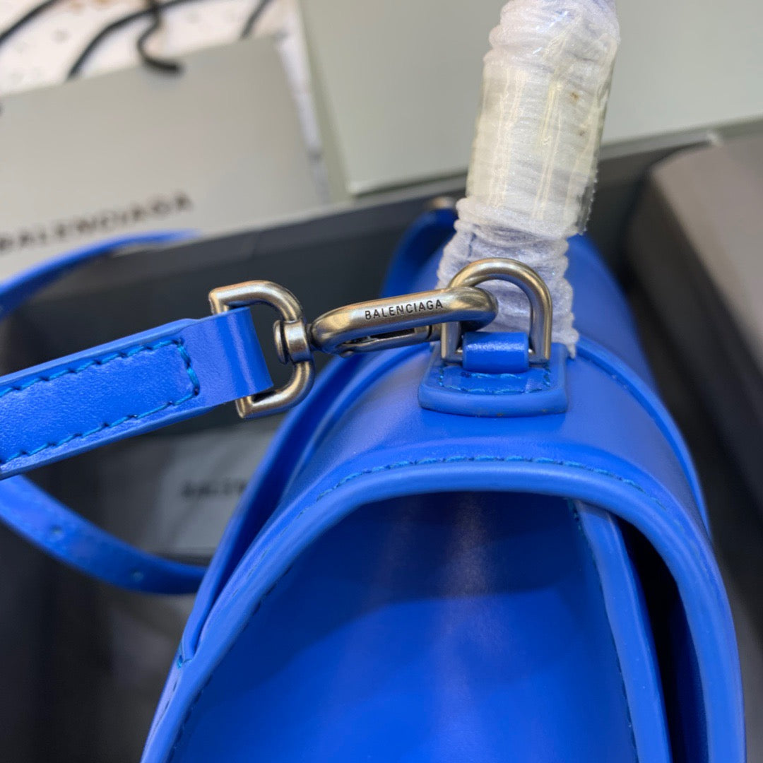 Balen Hourglass Small Handbag In Dark Blue, For Women, Bags 9in/23cm