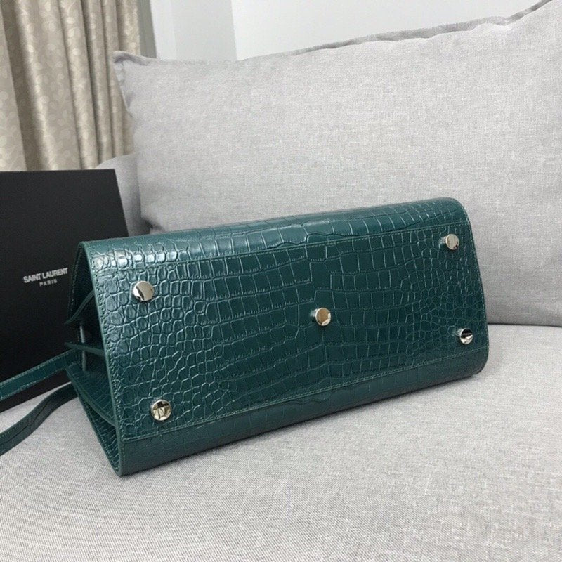 YSSL Sac De Jour Small In Embossed Crocodile Green For Women 12.5in/32cm YSL