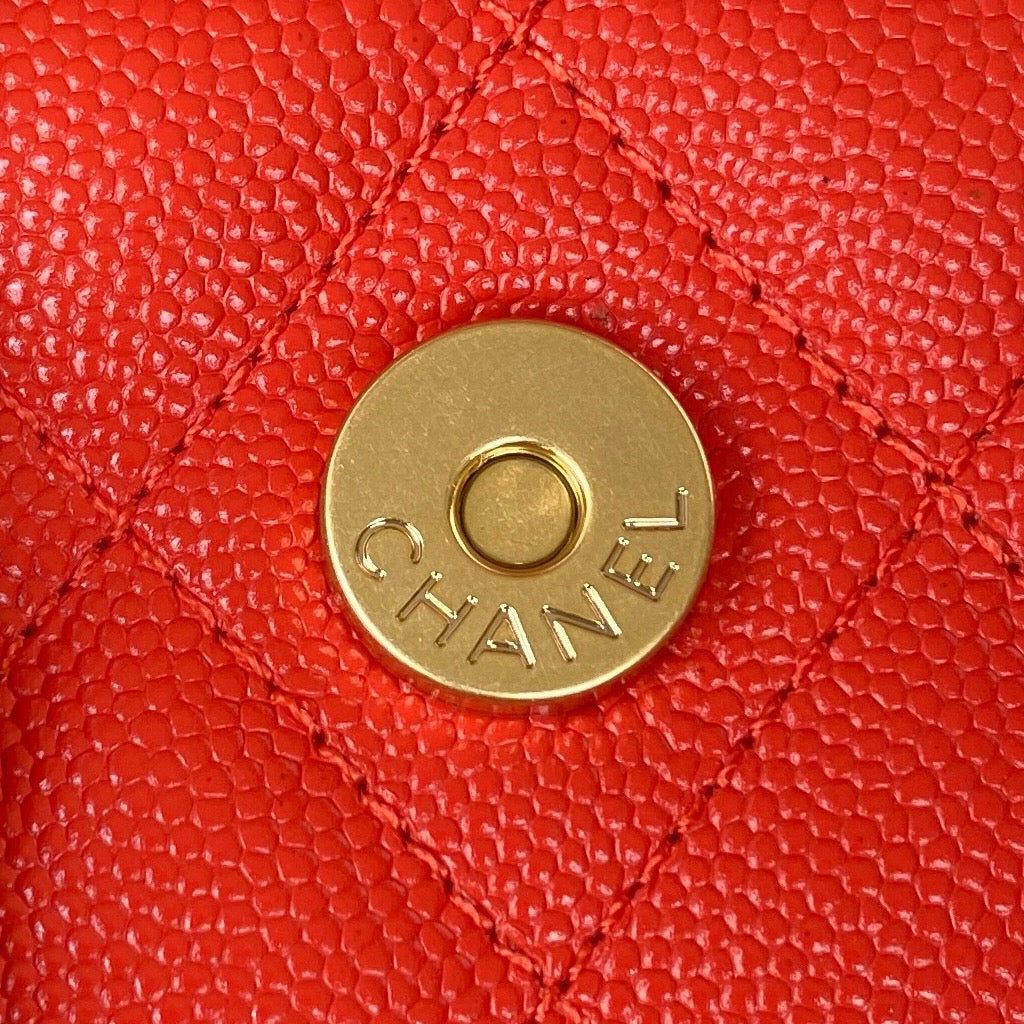 Chanel Clutch With Chain Gold Hardware Grained Shinny Red For Women, Women’s Handbags, Shoulder Bags 4.7in/12cm AP2857