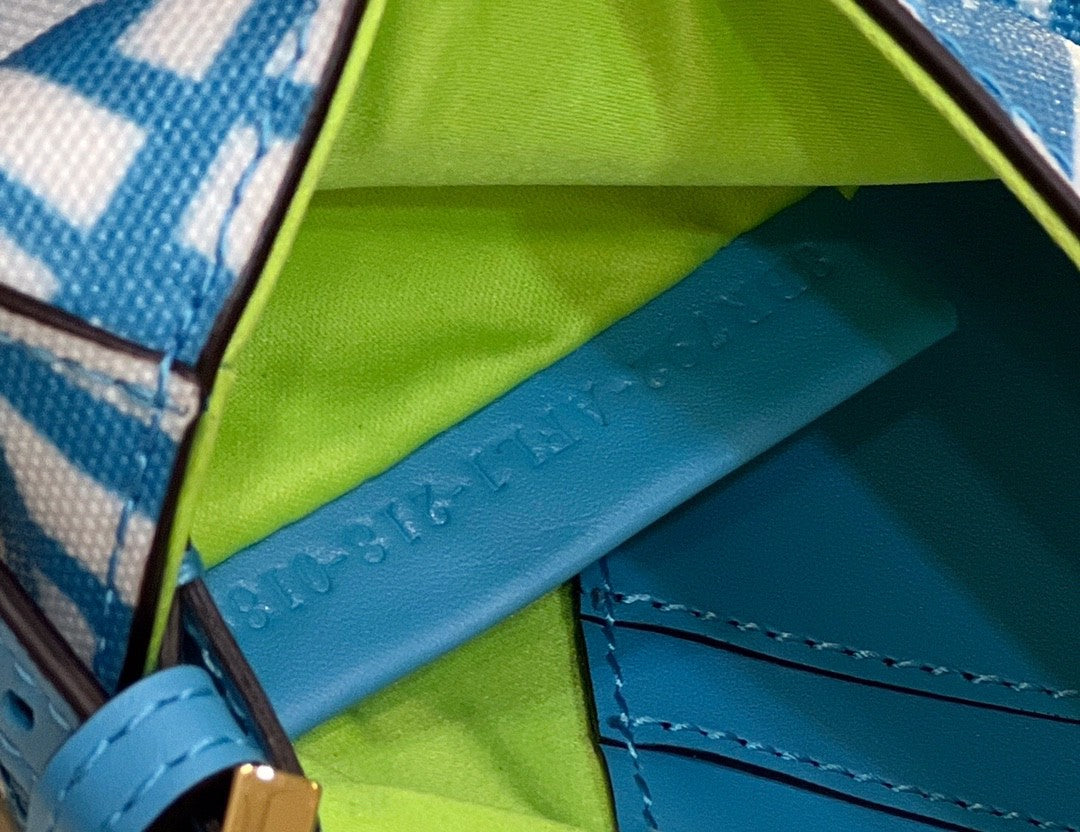 FI Mini Baguatte 1997 Blue Glazed Bag For Woman 19.5cm/7.5in