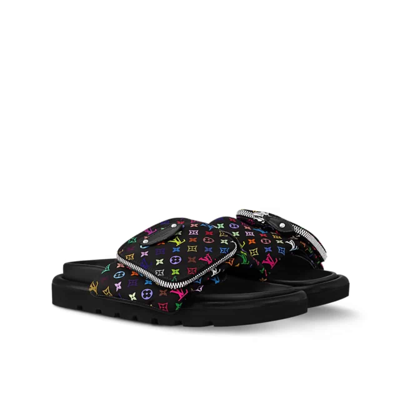 LV X TAKASHI MURAKAMI POOL PILLOW FLAT COMFORT MULE BLACK 1AGVRF