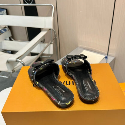 LV X TAKASHI MURAKAMI 6AM FLAT MULE BLACK