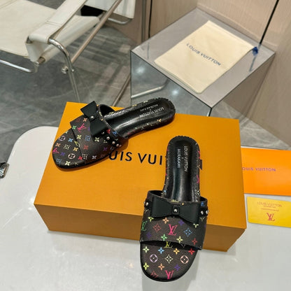 LV X TAKASHI MURAKAMI 6AM FLAT MULE BLACK