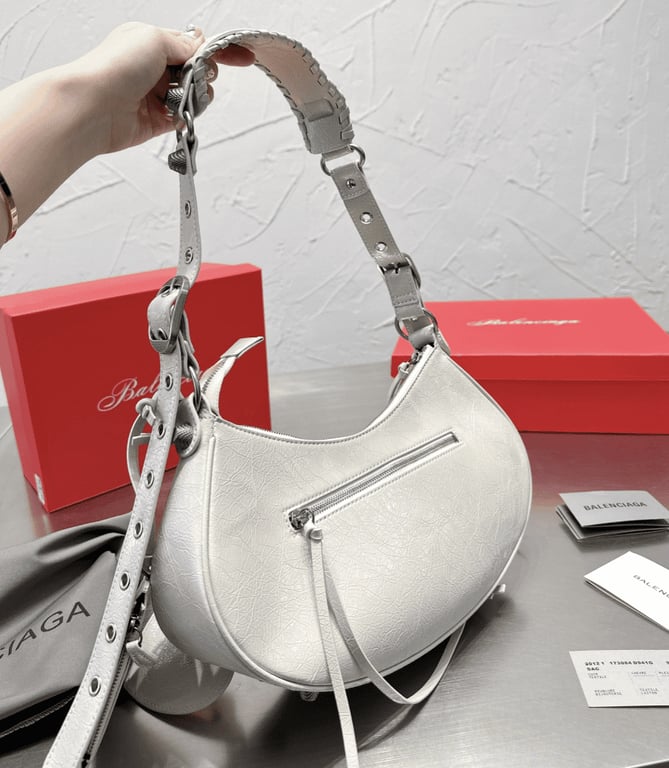 BALENCIAGA LE CAGOLE XS SHOULDER BAG IN WHITE 25CM