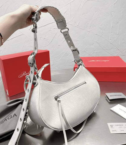 BALENCIAGA LE CAGOLE XS SHOULDER BAG IN WHITE 25CM