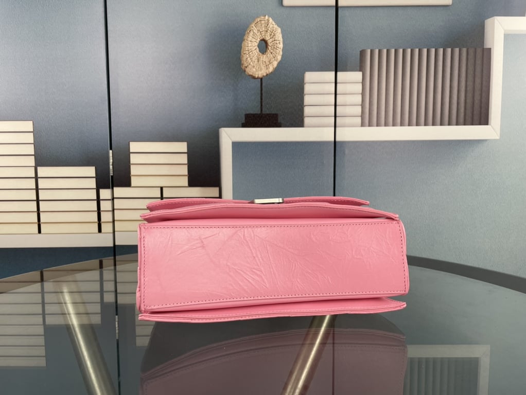 BALENCIAGA CRUSH SMALL CHAIN BAG QUILTED IN PINK 25CM