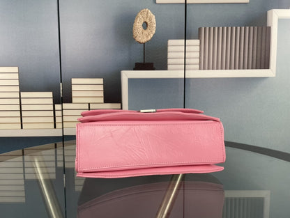 BALENCIAGA CRUSH SMALL CHAIN BAG QUILTED IN PINK 25CM