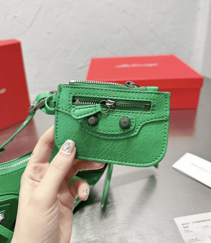 BALENCIAGA LE CAGOLE XS SHOULDER BAG IN GREEN 25CM