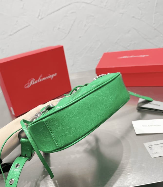 BALENCIAGA LE CAGOLE XS SHOULDER BAG IN GREEN 25CM