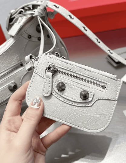 BALENCIAGA LE CAGOLE XS SHOULDER BAG IN WHITE 25CM