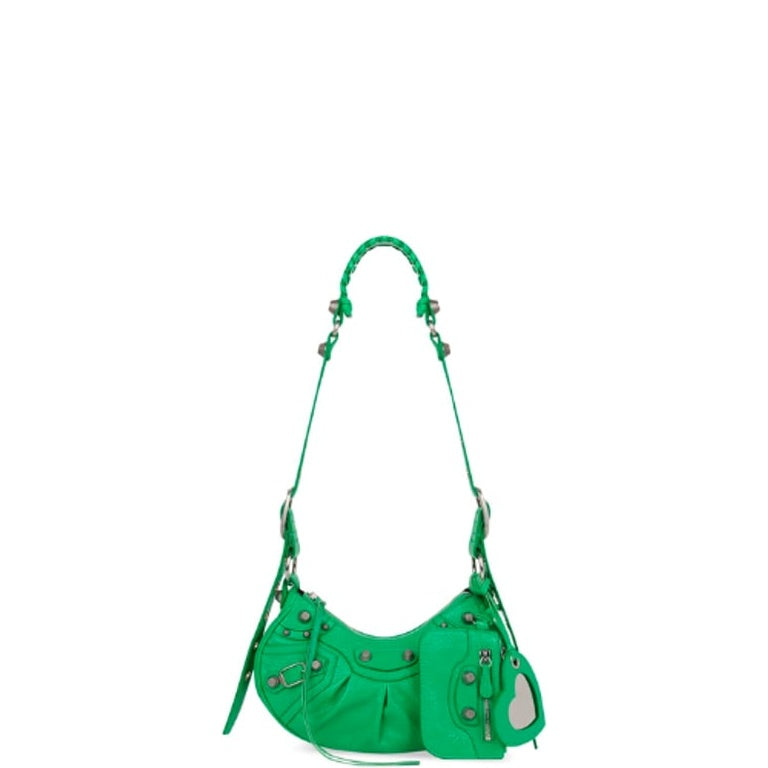 BALENCIAGA LE CAGOLE XS SHOULDER BAG IN GREEN 25CM