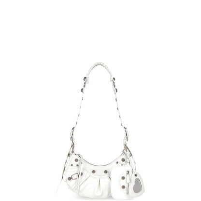 BALENCIAGA LE CAGOLE XS SHOULDER BAG IN WHITE 25CM