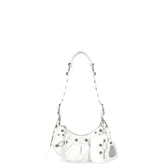 BALENCIAGA LE CAGOLE XS SHOULDER BAG IN WHITE 25CM
