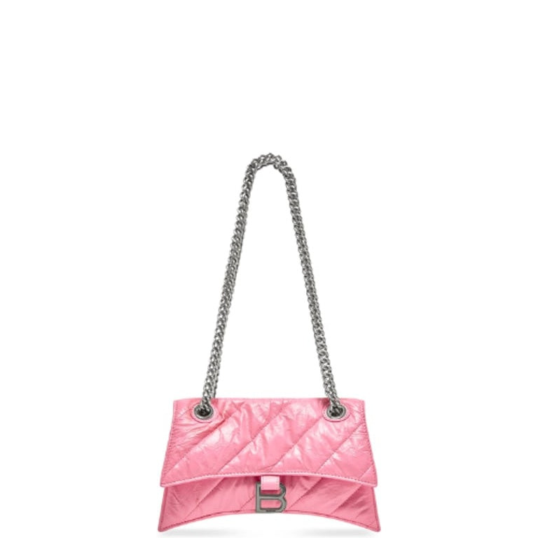 BALENCIAGA CRUSH SMALL CHAIN BAG QUILTED IN PINK 25CM