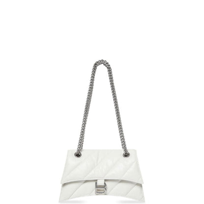 BALENCIAGA CRUSH SMALL CHAIN BAG QUILTED IN WHITE 25CM
