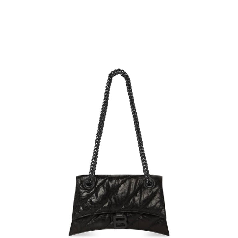 BALENCIAGA CRUSH SMALL CHAIN BAG QUILTED IN BLACK 25CM