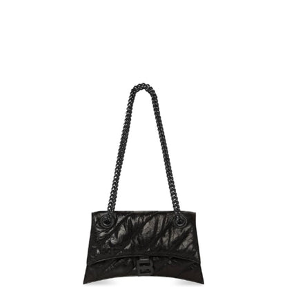 BALENCIAGA CRUSH SMALL CHAIN BAG QUILTED IN BLACK 25CM