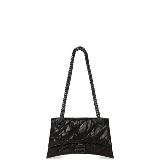 BALENCIAGA CRUSH SMALL CHAIN BAG QUILTED IN BLACK 25CM