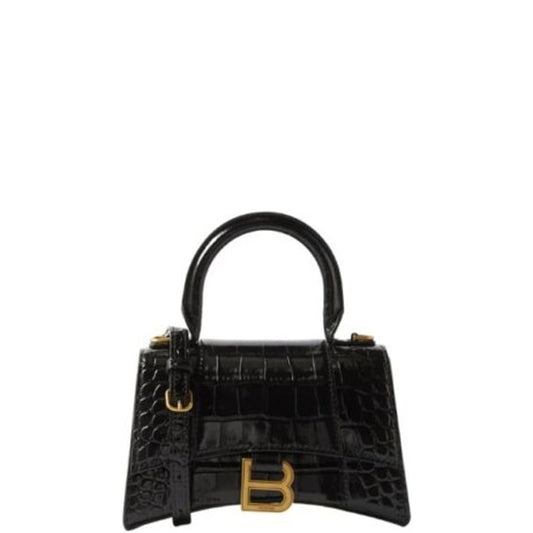 BALENCIAGA CROC HOURGLASS BAG BLACK 23CM
