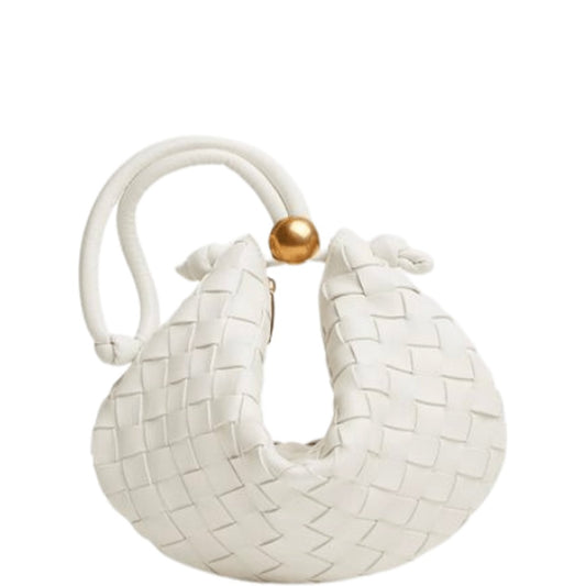 BOTTEGA VENETA MEDIUM TURN POUCH IN INTRECCIATO WHITE LEATHER