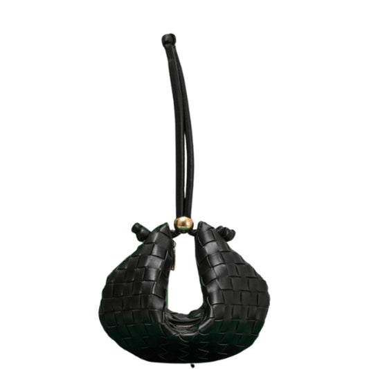 BOTTEGA VENETA MEDIUM TURN POUCH IN INTRECCIATO BLACK LEATHER
