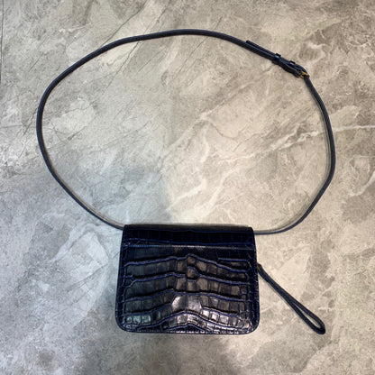 Balen B Small Lizard Effect Cross-body Bag In Dark Blue, For Women,  Bags 7in/18cm